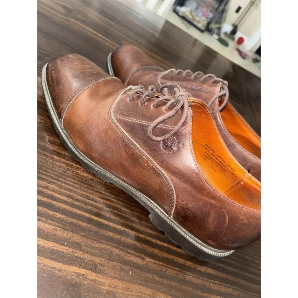 🔥 Timberland • Men Sz 13 M • Brown Cap-Toe Waterproof Oxford Shoe • 93066